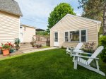 Side yard garden gathering area
